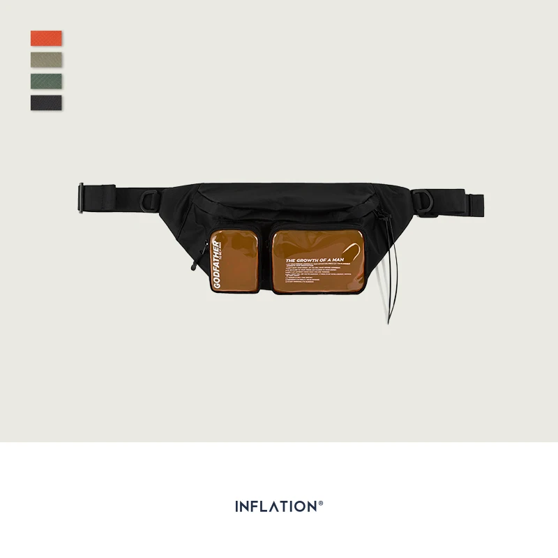 INFLATION Multi-pocket Double Zipper Streetwear Waist Bag Clear Fanny Pack Belt Bag Transparent Plastic Large Bum Bag 228AI2019
