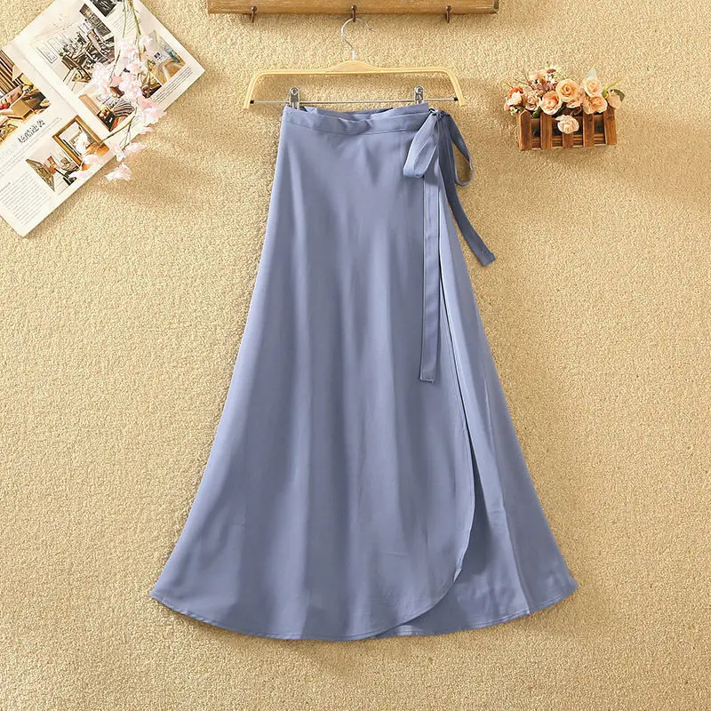 2021 Fashion New Female Summer Boho Holiday One-piece Skirt Women Chiffon Wrap High Waist Long Slim Solid Color X440 | Женская одежда