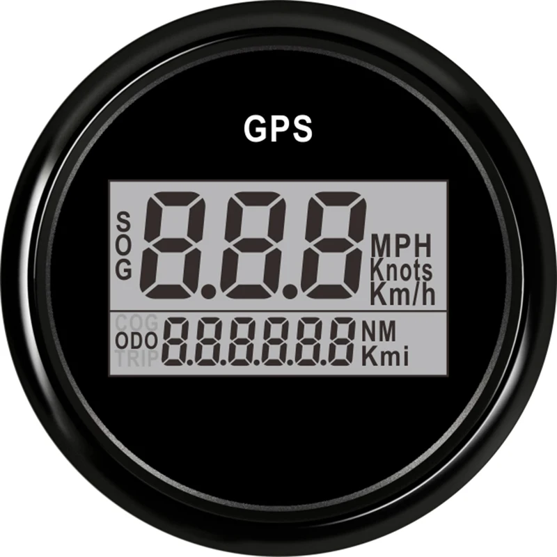 2 ''УФ-фильтр 52 мм с gps Скорость ometer одометром Водонепроницаемый цифровой миль в час) или для автомобиля лодка с Подсветка 12 V/24 V автомобиль Скорость датчик gps антенна ЖК-дисплей - Цвет: Black-GPS