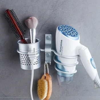 

High Quality Wall-mounted Hair Dryer Holder Bathroom Shelf Storage Hairdryer Holder Rack Organizer For Hairdryer