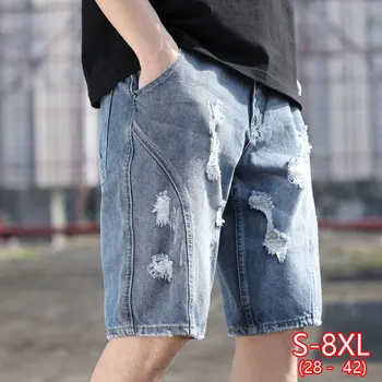 

New hole Men's shorts summer Zipper Pocket Denim Cotton Overalls Shorts Fashion streetwear short homme