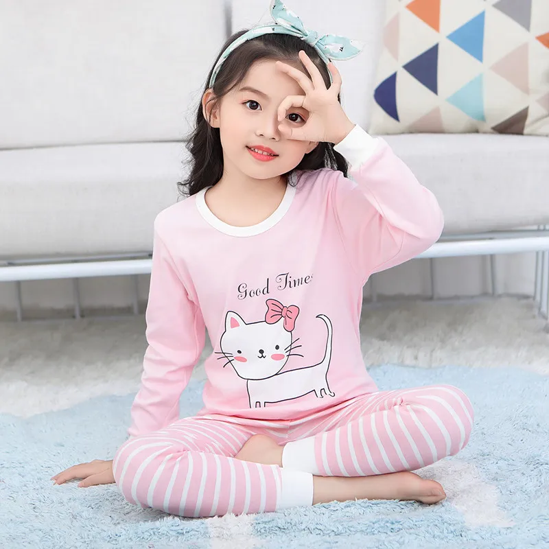 Boys Sleepwear 100% Cotton Long Children Clothes Sets Cartoon T-Shirts Pants 2Pieces Sets Pyjamas Kids Nightwear 3 5 7 9 11Year cotton pajama sets Sleepwear & Robes