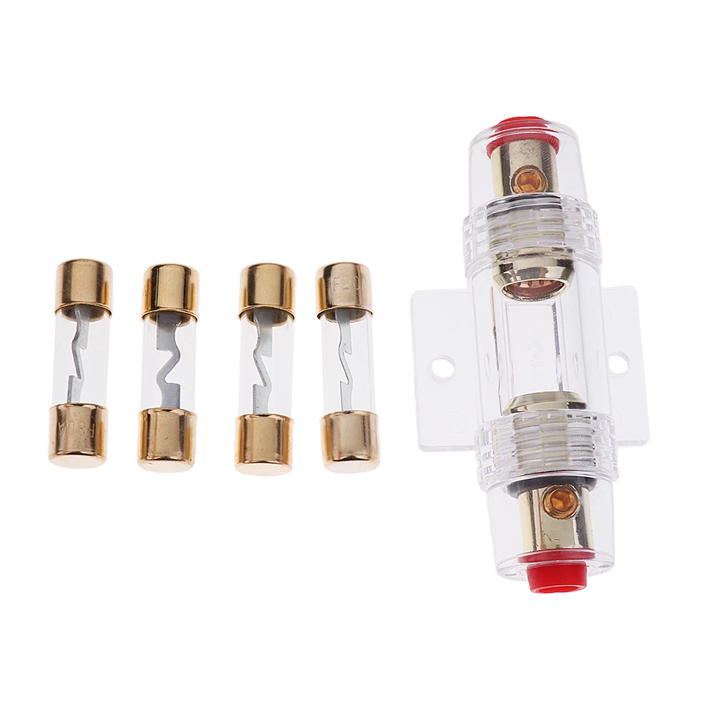 Brand New AGU Fuse Holder 0 4 8 Gauge Gold Plated 4 Free Fuses SKFH104