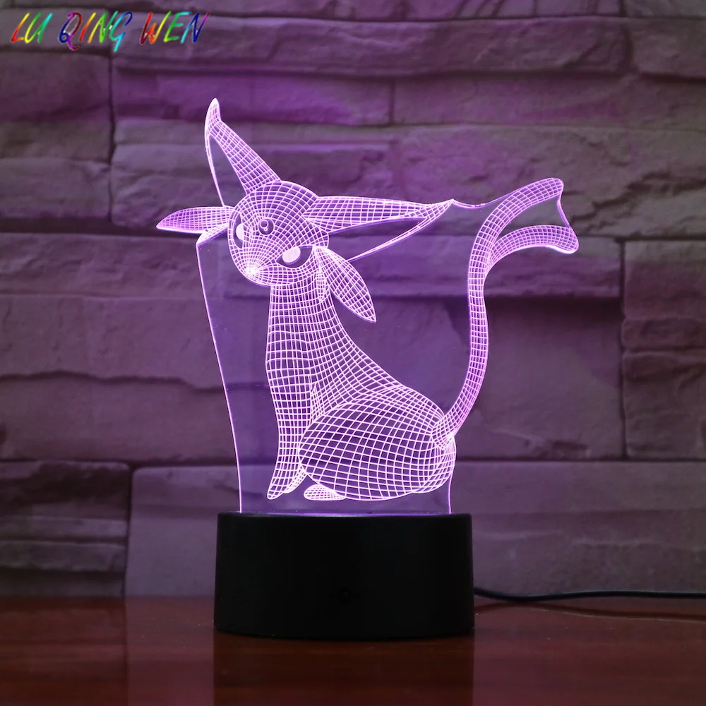 Игры "Покемон го" Espeon из анимационного сериала "Рисунок светодиодный ночной Светильник для детей Цвет меняется Декор дропшиппинг фестиваль подарок 3d лампа Иви Семья