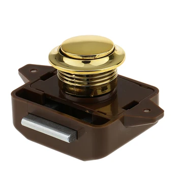 

Push Button Drawer Catch Lock Knob Latch For Cabinet/ RV/ Boat Cupboard, Cabinets And Doors - Gold