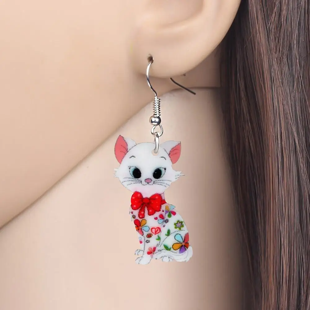 Earrings Acrylic Anime Floral Cat Kitten Dangle Drop For Girls Women Teens Kids Animal Jewelry drop earrings dangle earrings animal earrings acrylic earrings anime earrings