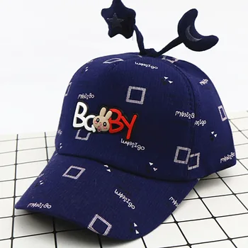 

Boys Girls Children Caps Hats Adjustable Sun Protection Floral Print Star Moon Design Casual Visorss
