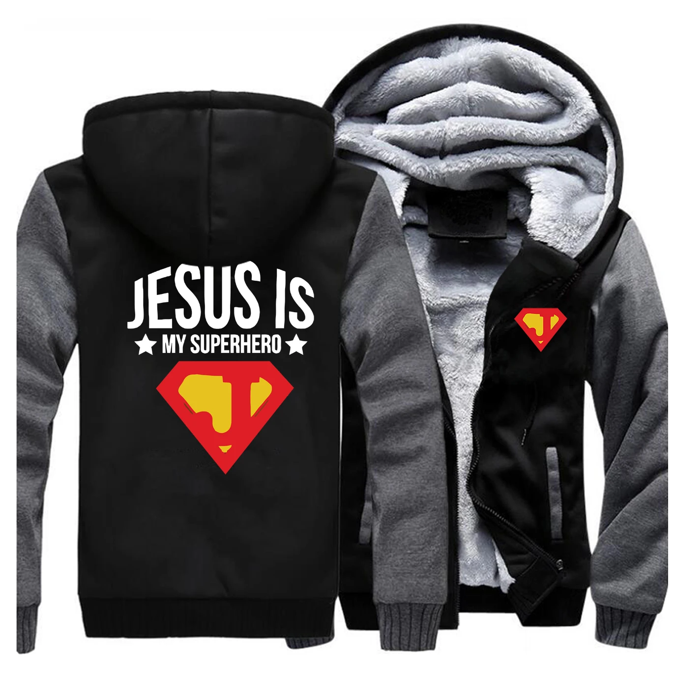 Jesus is my superhero, мужская куртка, хип-хоп, Забавный принт, мужские плотные толстовки, толстовка,, зимнее флисовое теплое пальто, Мужская Уличная одежда