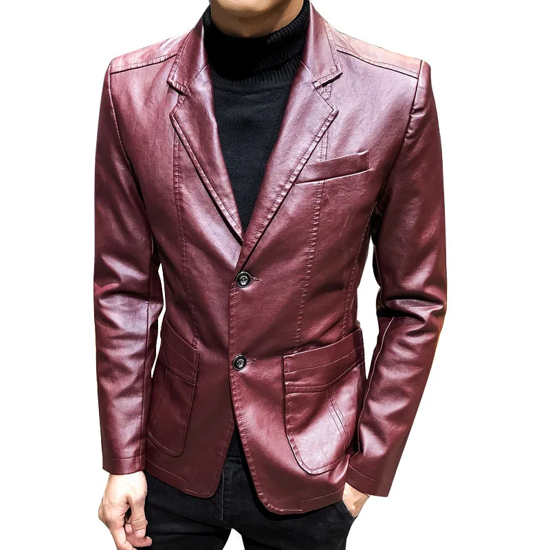 Autumn Korean-style Trend Men'S Wear PU Leather Jacket New Style Men'S Wear Suit Collar Clothes Jacket
