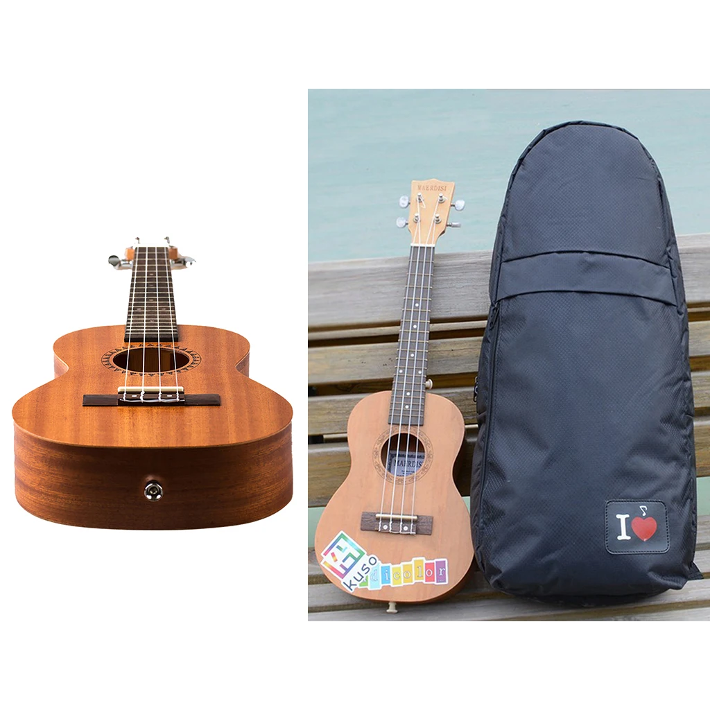 Деревянный Sapele Ukulele Гавайская гитара с черной водонепроницаемой сумкой чехол рюкзак
