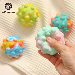 Let's Make – balle arc en ciel anti Stress, Cube à bulles, jouets de décompression pour bébé, balle élastique 3D, jouet anti Stress pour enfant 
