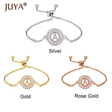 Золотые, серебряные, розовые, Золотые Регулируемые цепочки, круглые циркониевые буквы с кристаллами, женские браслеты, браслеты, подарок на Рождество, день рождения