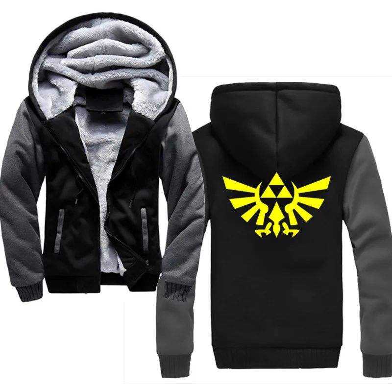 dark grey Легенда о Зельде Аниме толстовки Толстовка зимняя куртка теплая толстовка мужская Толстая с капюшоном хипстерская уличная одежда хип-хоп одежда - Цвет: dark grey