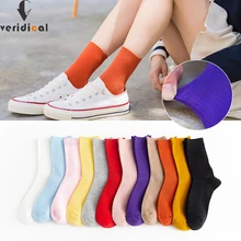 VERIDICAL, женские носки ярких цветов из чесаного хлопка, хорошее качество, Харадзюку, японский стиль, короткое платье для вечеринки, носки-лодочки, уличная мода