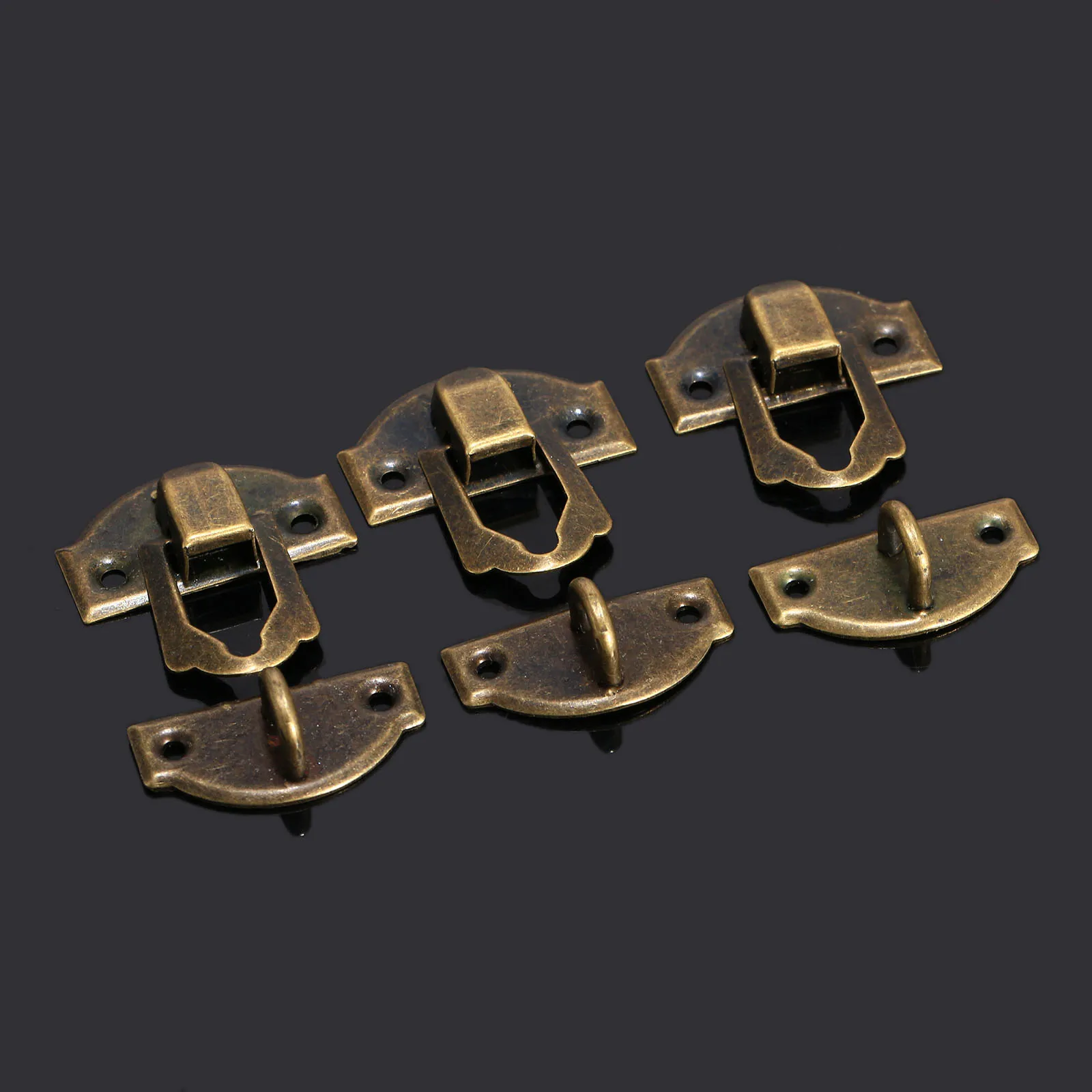 12pcs/set Hasps Latch Locks Metal Padlock Hasp Antique Bronze Wooden Jewelry Box Case 29mmx27mm with screws Furniture Hardware