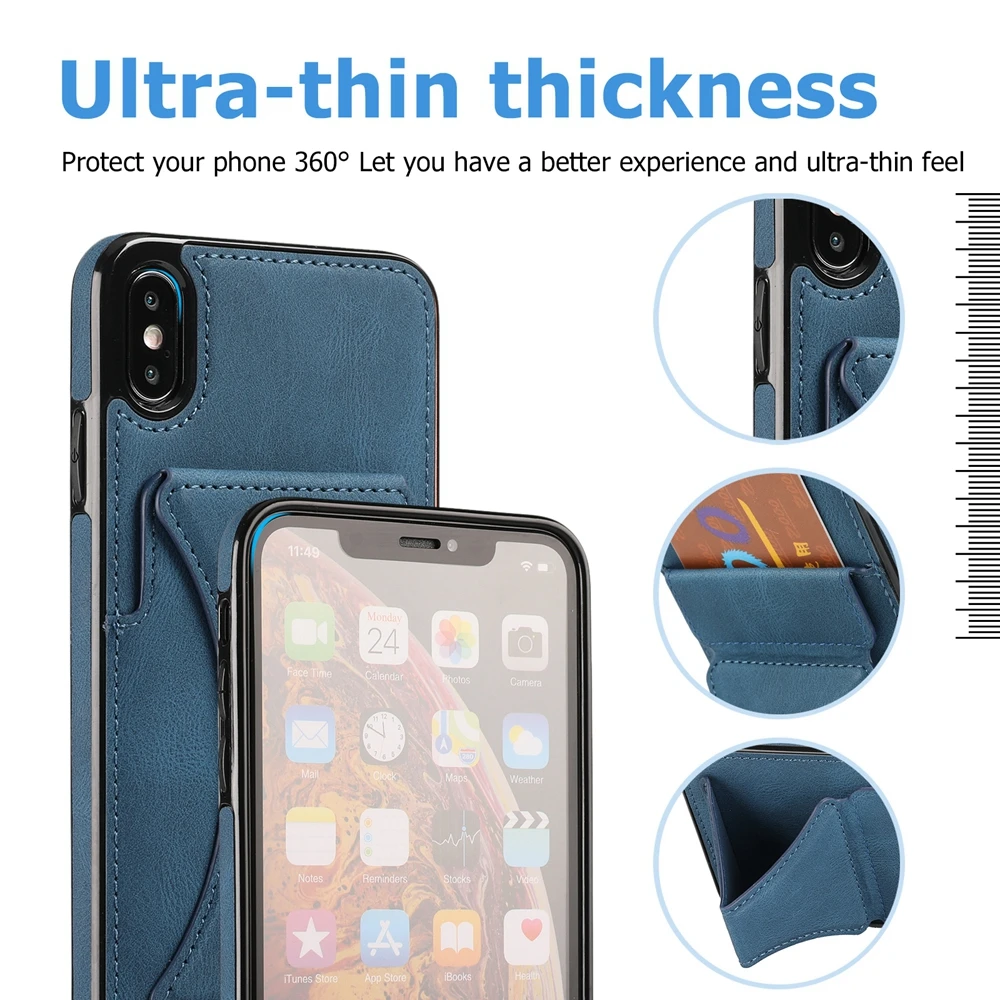 Luxury Wallet Card Slot PU Leather Phone Case for iPhone 11 12 Pro Max 13 Mini SE 2 X Xs Xr 7 8 Plus Magnetic Fold Stand Cover