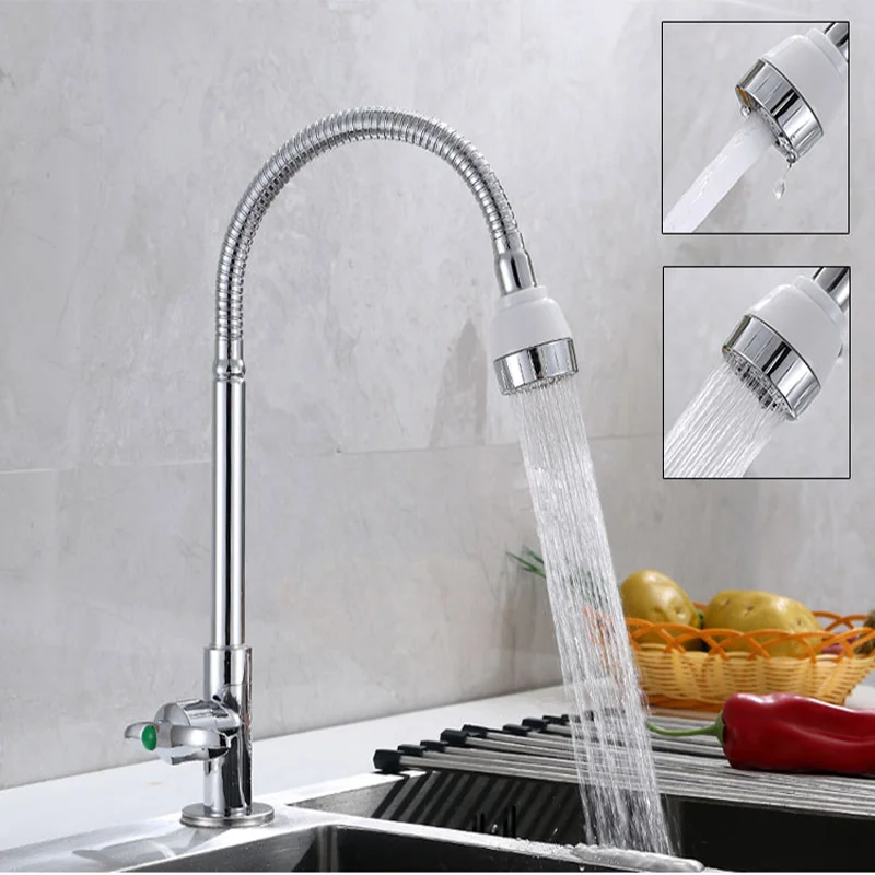 Washbasin Faucet Kitchen Faucet Seat-in Type Cold Vertical Vientiane Tube Quick-open Faucet Single-link Material Copper