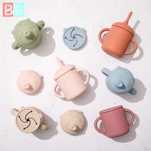 1 ensemble tasse d'alimentation pour bébé sans BPA en Silicone de qualité alimentaire plusieurs façons d'utiliser des Pandas de dessin animé tasses à boire pour enfants tasses de stockage de collations 