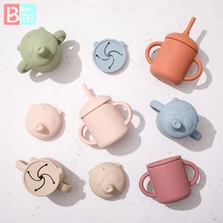 1 ensemble tasse d'alimentation pour bébé sans BPA en Silicone de qualité alimentaire plusieurs façons d'utiliser des Pandas de dessin animé tasses à boire pour enfants tasses de stockage de collations 