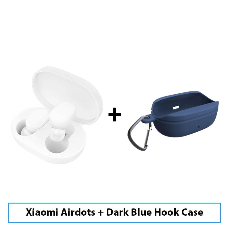 Xiao mi jia Airdots mi TWS Bluetooth наушники Молодежная версия стерео Бас BT 5,0 Eeadphones с mi c Handsfree Наушники управление AI - Цвет: Add DBlue Hook Case