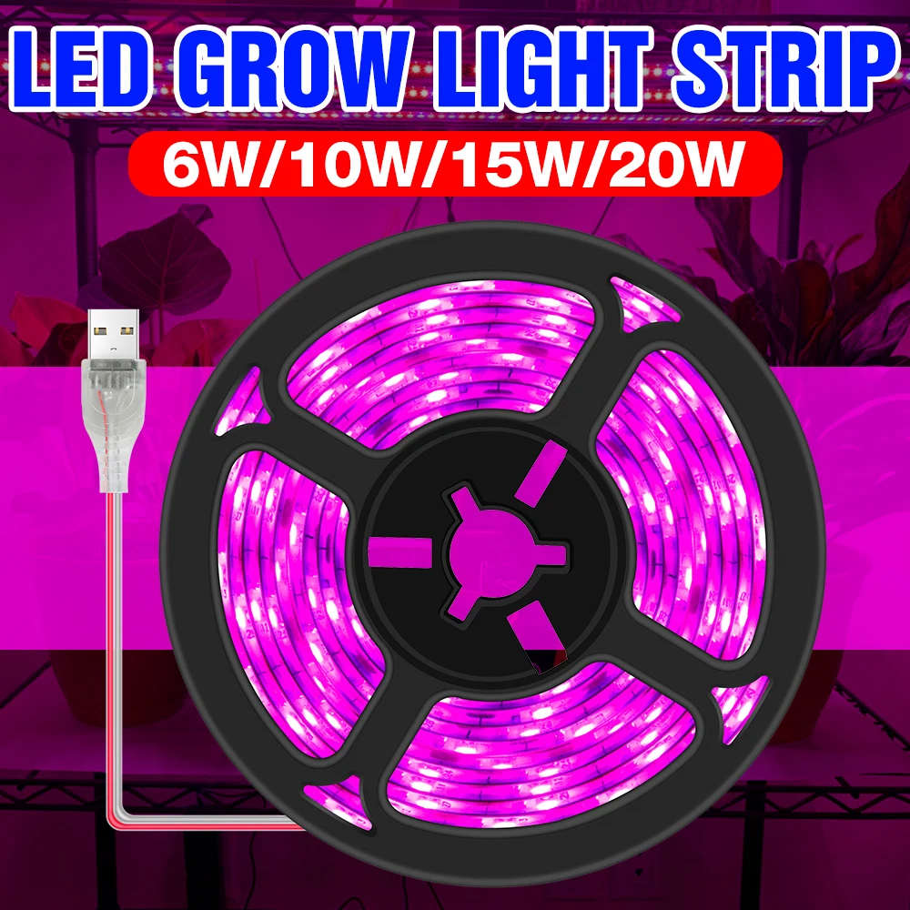 LED Full Spectrum Plant Grow Light USB Phyto Grow Strip 2835 SMD Seedling Fito Lamp LED Greenhouse Flower Seed Growing Lampada full spectrum led grow lamp usb plant cultivation light greenhouse seedling fito lamp led phyto growth light strip 0 5m 1m 2m 3m