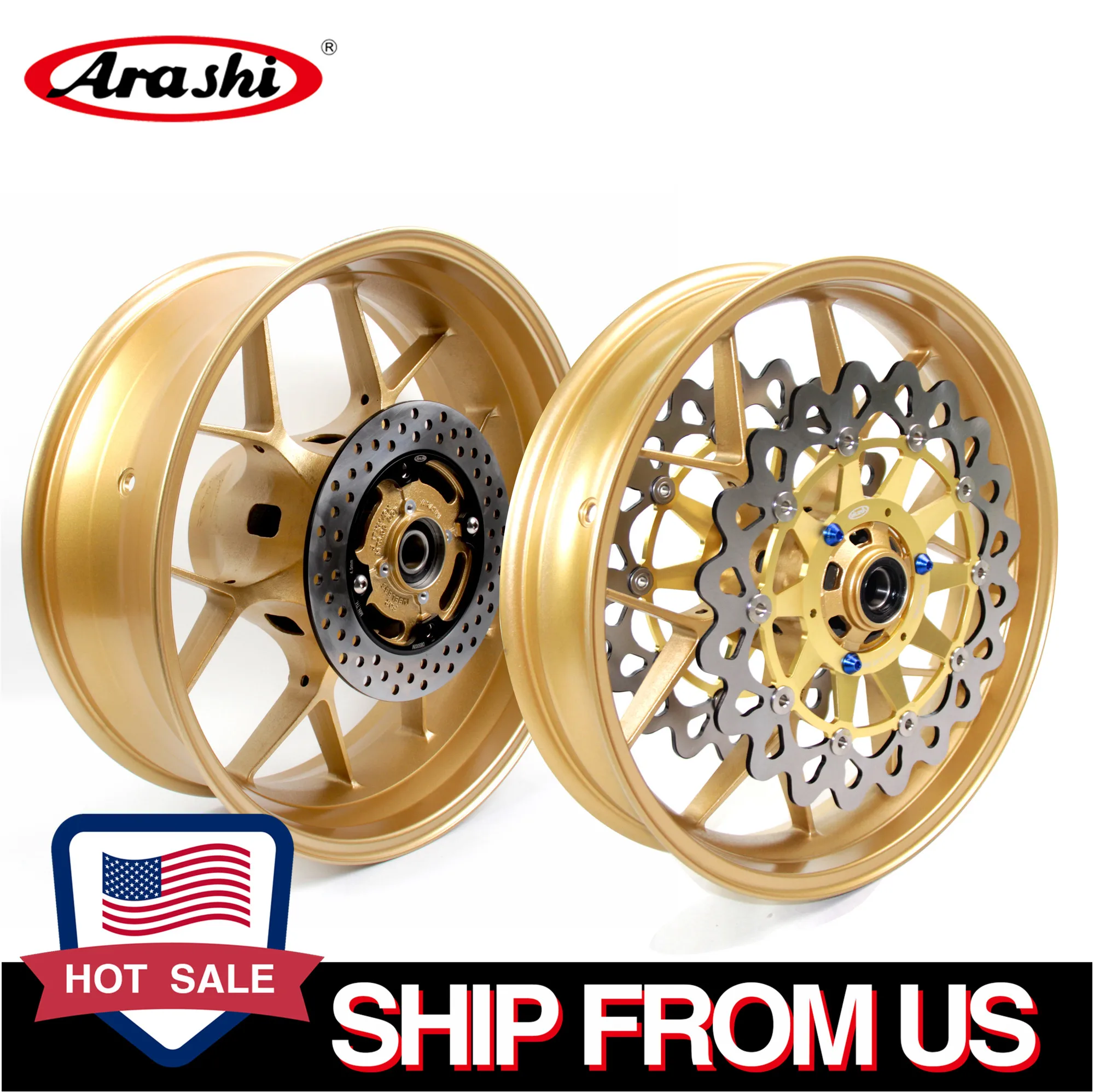 Arashi CBR1000RR Wheel Rim Rear Rims For Honda CBR 1000 RR 1000RR 2006-2016 Front Brake Disc 2007 2008 2009 2010 GOLD 16 15 | Автомобили и