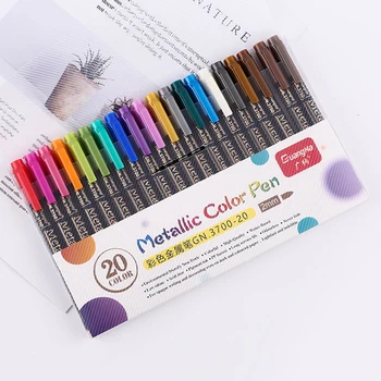 

20 Color Metallic Paint Markers Pens Metal Art DIY Album Marker Pen Set for DIY Photo Album Adult Kid School Sationery Supplies