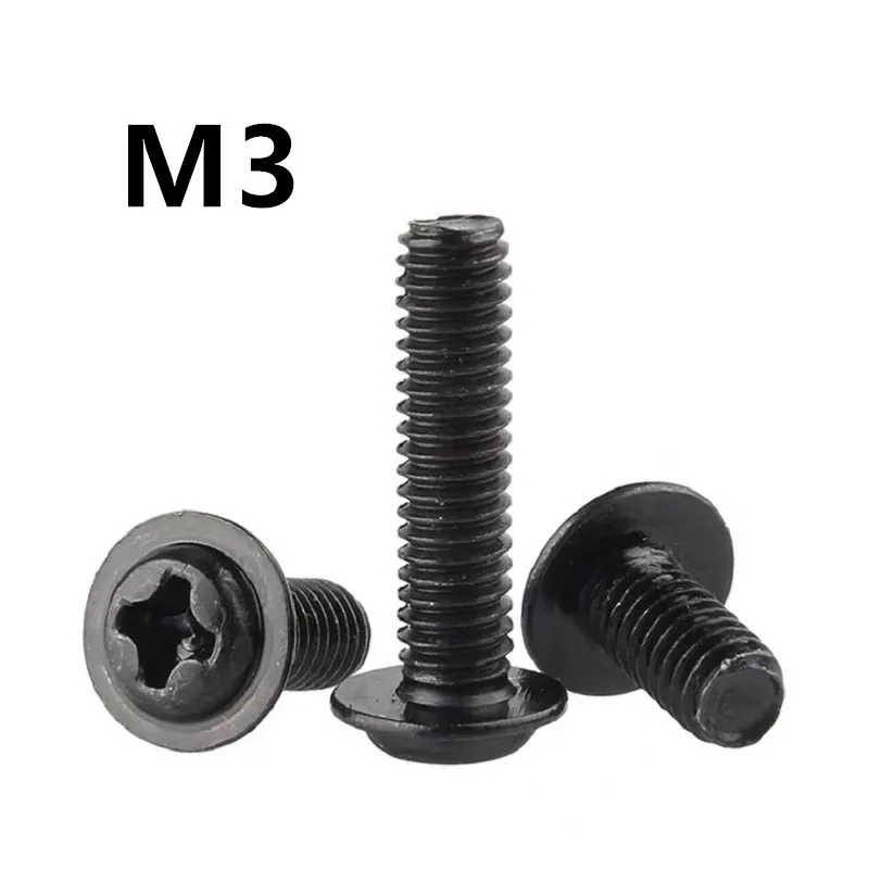 500pcs M3x4/5/6/8/10/12mm Pwm Din967 Black Pan Padded Screws Referral Computer Case Chassis