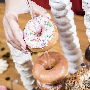 

5 Pieces Acrylic Donut Stands Clear With Hexagon BaseWedding Birthday Baby Baptismal Festival Party Supplies