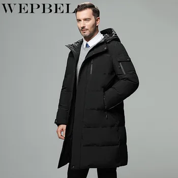 

WEPBEL Men's Clothing Winter Warm Down Jacket Hooded Thick Long Duck Down Coat Male Clothes Plus Size 5XL