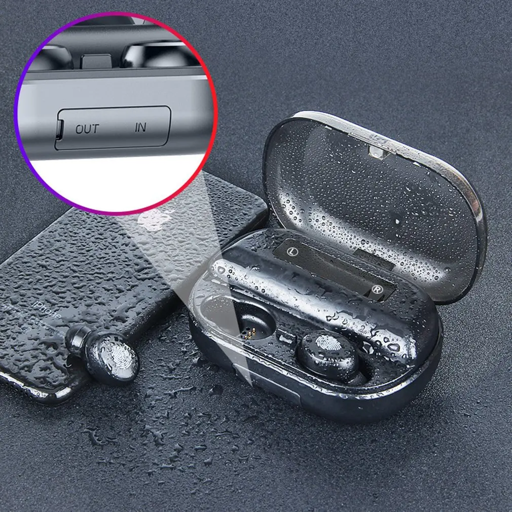 V11 V5.0 Bluetooth стерео наушники Беспроводной IPX7 Водонепроницаемый сенсорный Bluetooth гарнитуры 3300 мА/ч, Батарея светодиодный Дисплей Тип-c зарядный чехол