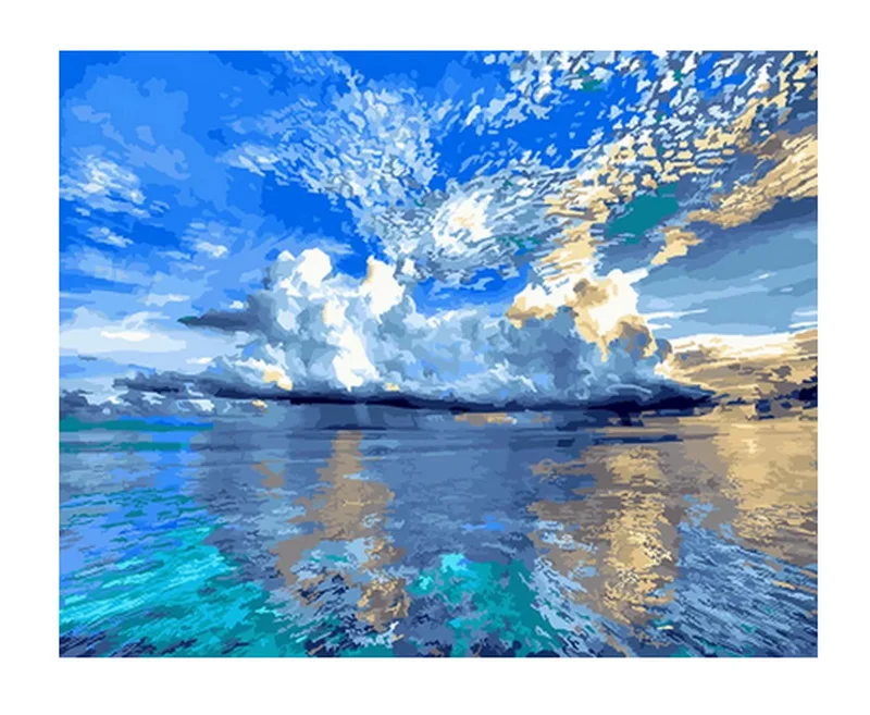 Unframe diy paintings by numbers landscape paint number for home decor canvas painting 5065cm sky and sea | Дом и сад