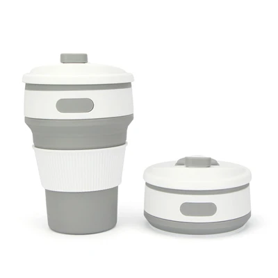 350 мл хранение, силикон портативная силиконовая телескопическая Питьевая Складная кофейная чашка многофункциональная Складная чашка из кремнезема для путешествий - Цвет: Gray