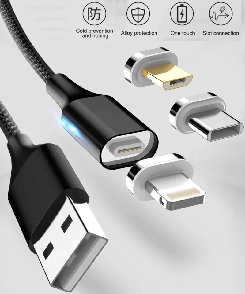 3а 18 Вт Кабель для быстрой зарядки Магнитный USB для Micro type-C для Lightning QC3.0 1,5 M Быстрая зарядка передача данных для iPhone Mobile