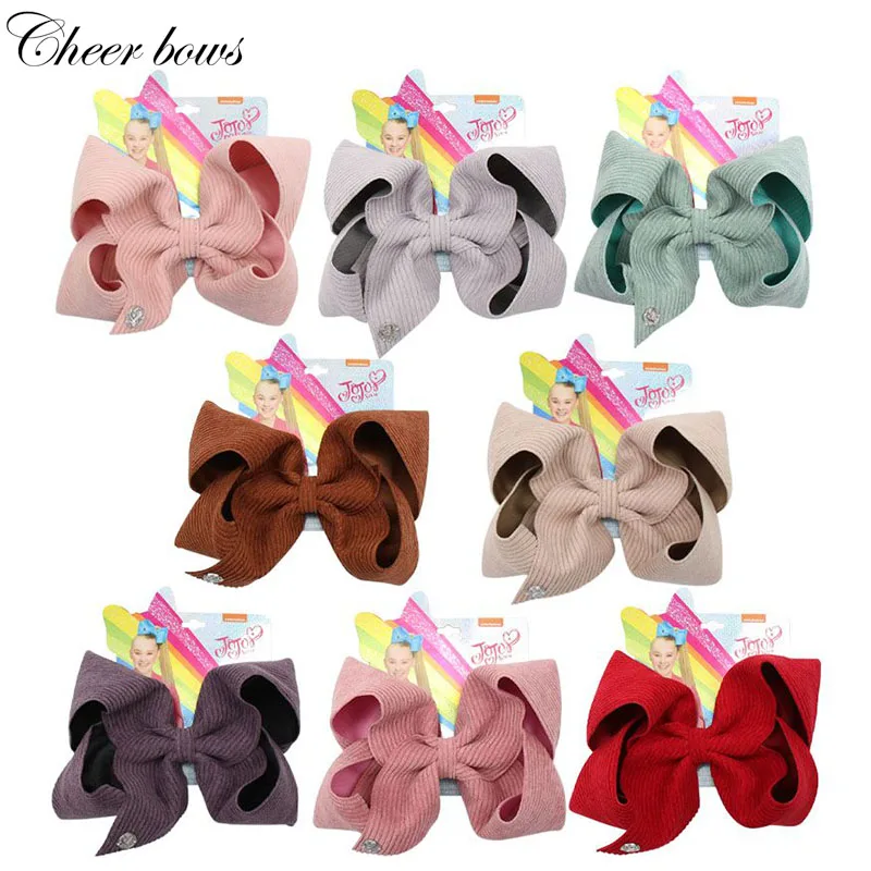 

7" JoJo Siwa Solid Corduroy JOJO BOWS for Girls Handmade Bowknot Hair Clip Kids Hairgrips Dance Party Large Hair Accessories