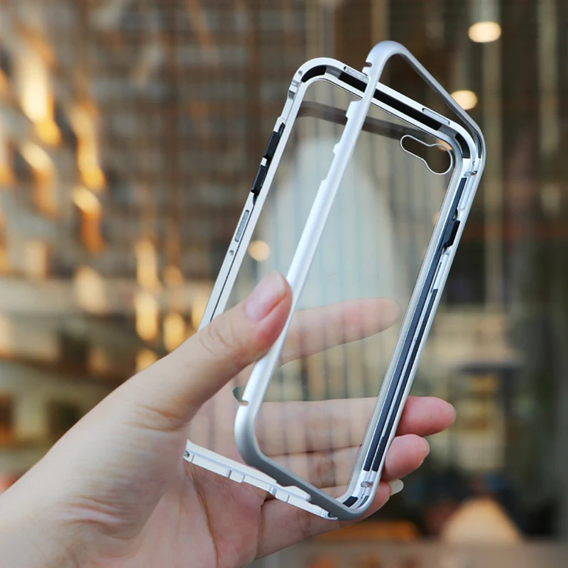 Металлический магнитный адсорбционный чехол для iphone 11 XR 7 8 Plus X XS Pro Max 6 6 S, закаленное стекло, магнитная Защитная крышка