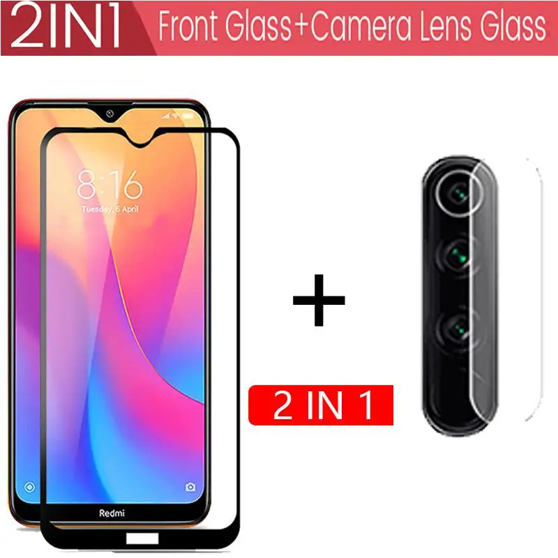 2-в-1 защитный Стекло для Xiaomi Redmi Примечание 8 Pro 8t T Камера объектив чехол телефона 8a