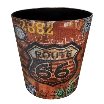 

26 X 20 X 26cm 10L Retro Style Waterproof Leather Trash Bin Waste Container Garbage Can Home Waste Bin Without Lid - 2882/66/Map
