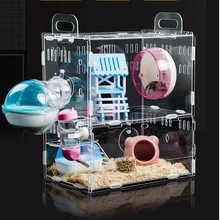 Акриловая прозрачная клетка для хомяка, супер вилла, двойное гнездо, посылка, игрушка, базовая клетка