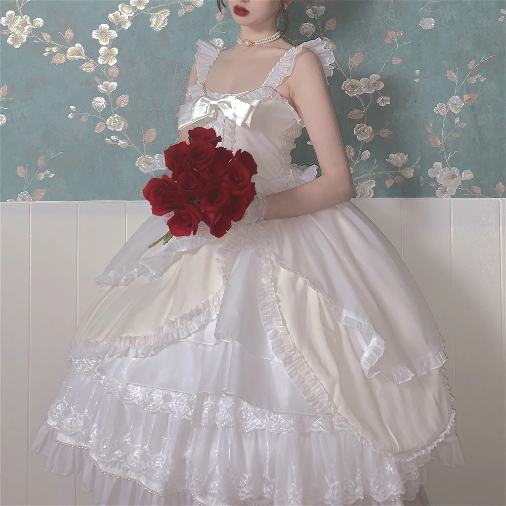 Pure Princess Sweet Girl Lolita Dress Complex Big Swing Ballet Irregular Fairy Lovely Romantic Lace Pleated Fungus | Тематическая