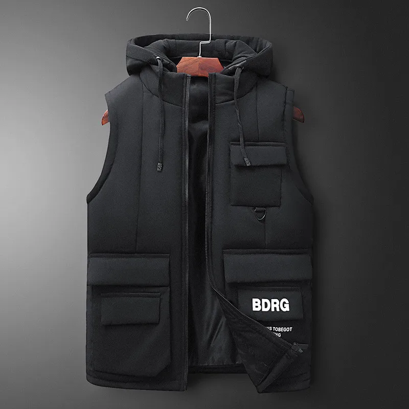 2019 North Winter Jacket Men Sleeveless Tactical Military Vest Multi Pocket Face Male Coats Warm Parka 1