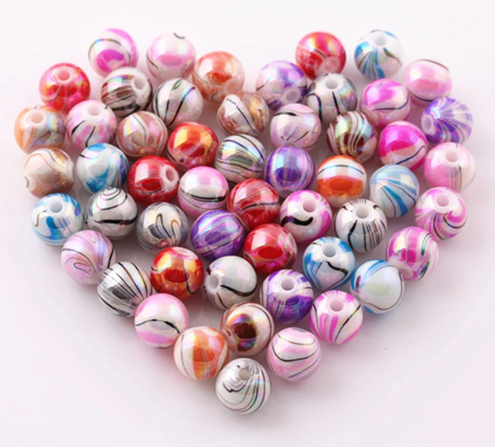 

50 pcs Mixed color Acrylic loose Spacer Beads Charms Jewelry Findings 10mm