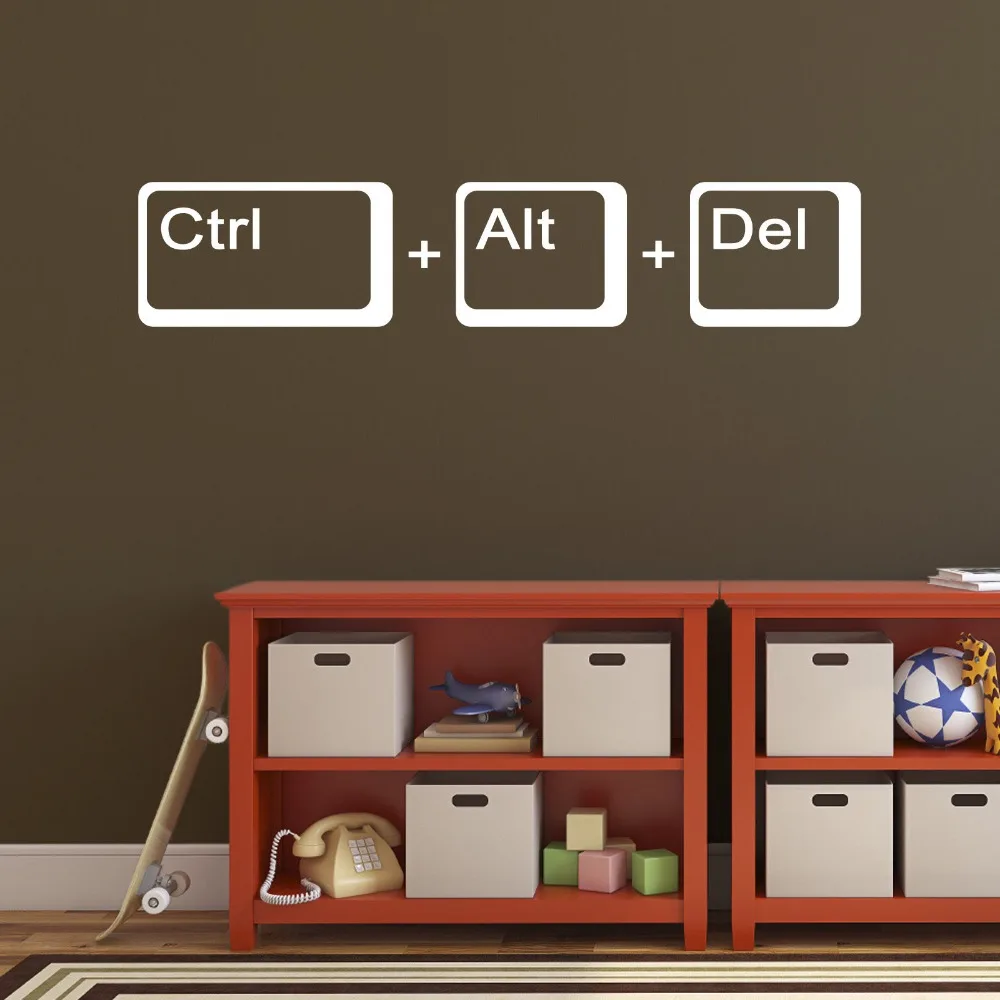Ctrl Alt Del Computer Geek Science Wall Decal School Kids Room Geek Laptop Science Inspirational Quote Wall Sticker Vinyl Decor (3)