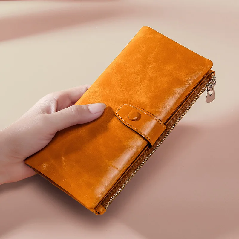 Rfid Женский кошелек из натуральной кожи ретро Длинные кошельки красная сумка-клатч для телефона монета Карманный держатель для карт walet для дам portfel