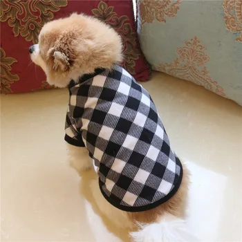 

Autumn and Winter Casual Style Pet Dog Clothin Warm Comfortable Fashionable and Cute Shag Plaid Sweater Teddy Small Dog Clothing