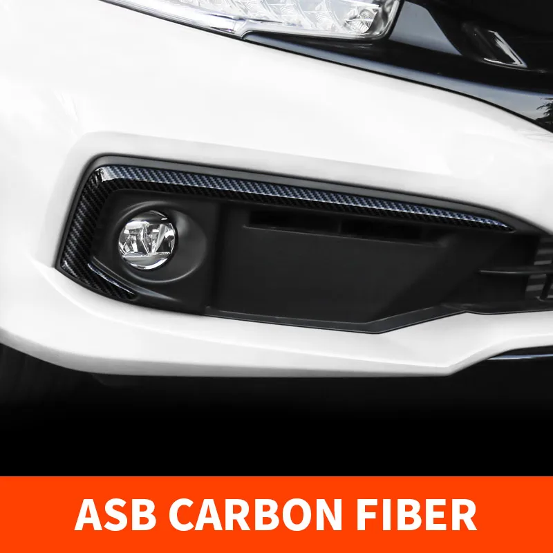 Carbon fiber 2PCS Передний противотуманный светильник рамка отделка полосы головной светильник s Аксессуары-модификации для автомобиля для Honda Civic 10th - Название цвета: Carbon fiber 2PCS