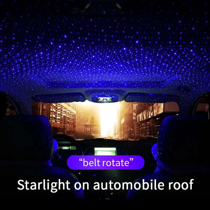Car Atmosphere Lamp Starry Sky Night Light Interior Star Roof Decoration With Rotating Projection new 2019 | Автомобили и