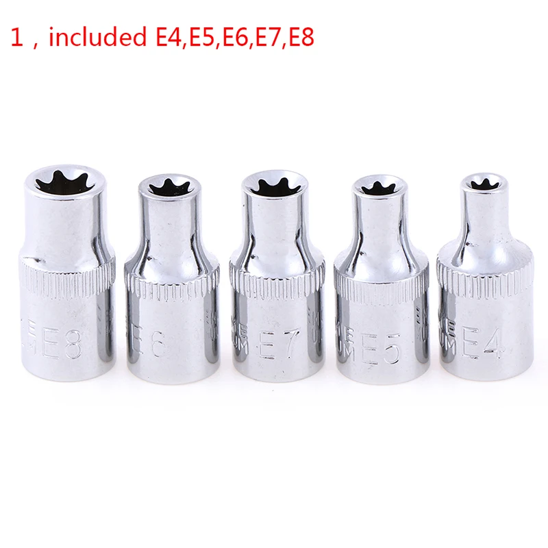 A1 5 шт. E-Socket розетки 1/4 дюйма(6,3 мм) Torx Бит звезды женский набор E-Socket Набор гаек Е4, Е5, е6, Е7, е8 Длина: 28 мм - Цвет: A1