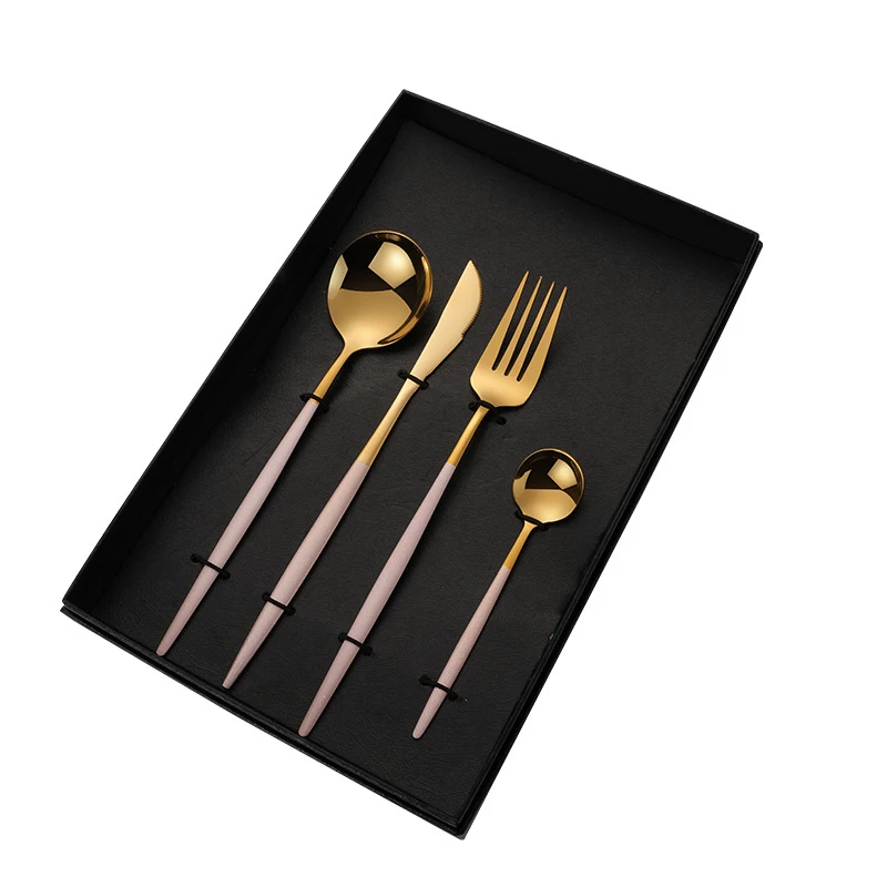 Stainless Steel Cutlery Set Black Gold Tableware Tea Spoon Flatware Dinnerware Long Handle Eco Friendly Knife | Дом и сад