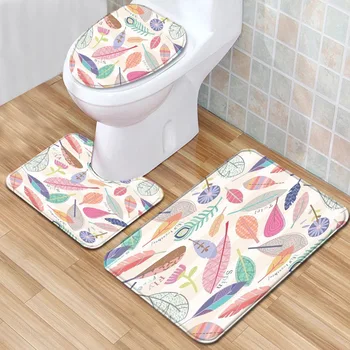 

Flannel Textured Carpet Toilet Non-slip Floor Rugs Absorbent Sponge Floor Carpet Bathroom 3 Piece Foot Pad